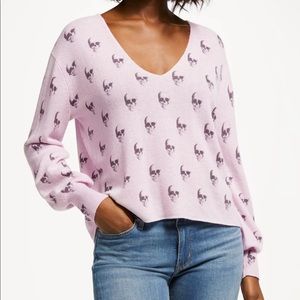 Pink Skull Cashmere V-neck Sweater